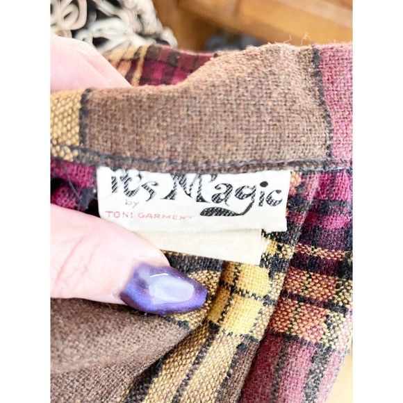 Vintage 1970's It's Magic Plaid Wool Flat Front Pleated Wrap Skirt - Picture 5 of 5